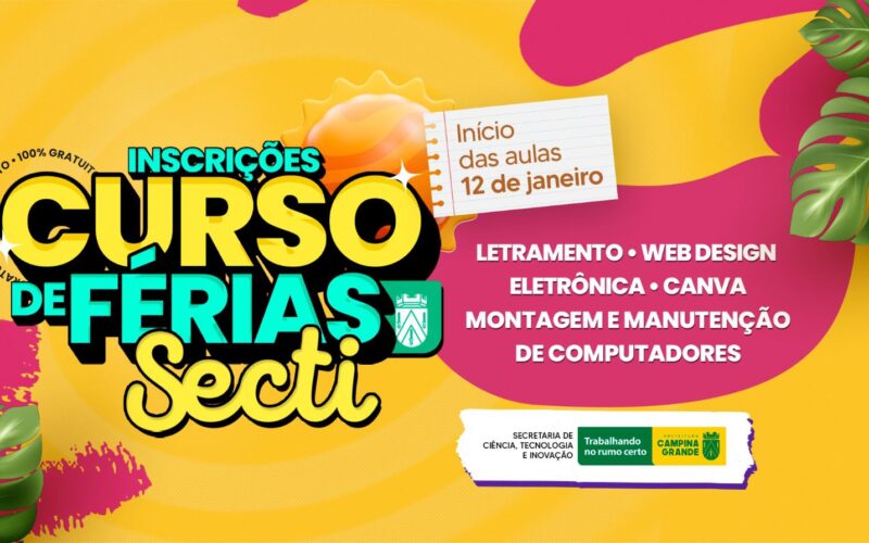 Prefeitura de Campina Grande abre inscrições para cursos de férias na área de tecnologia