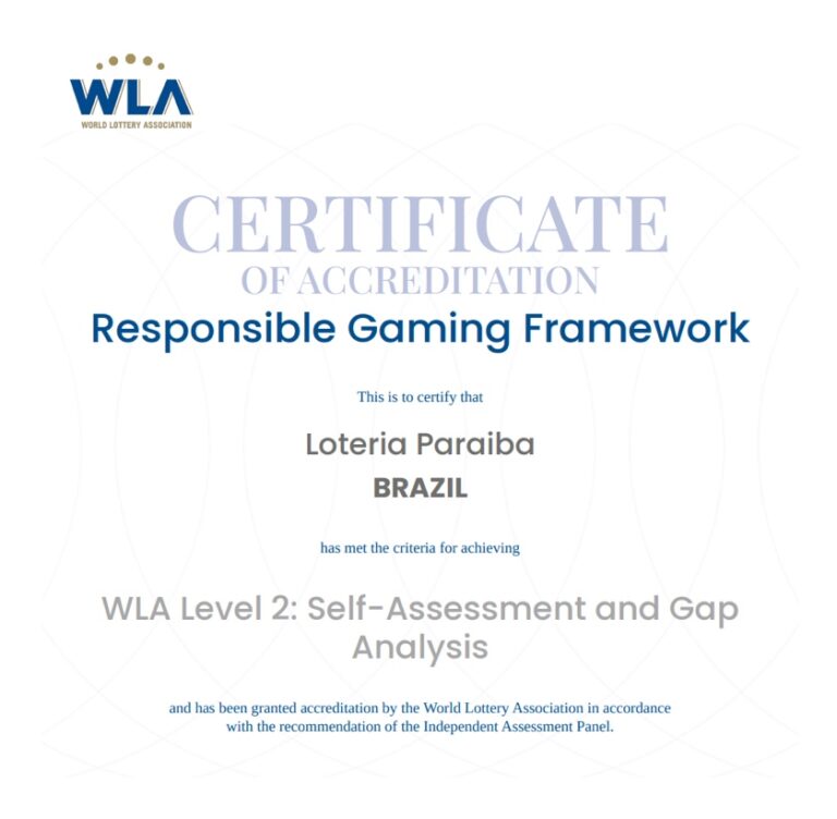 Lotep conquista Certificação Internacional Nível 2 em Jogo Responsável da World Lottery Association