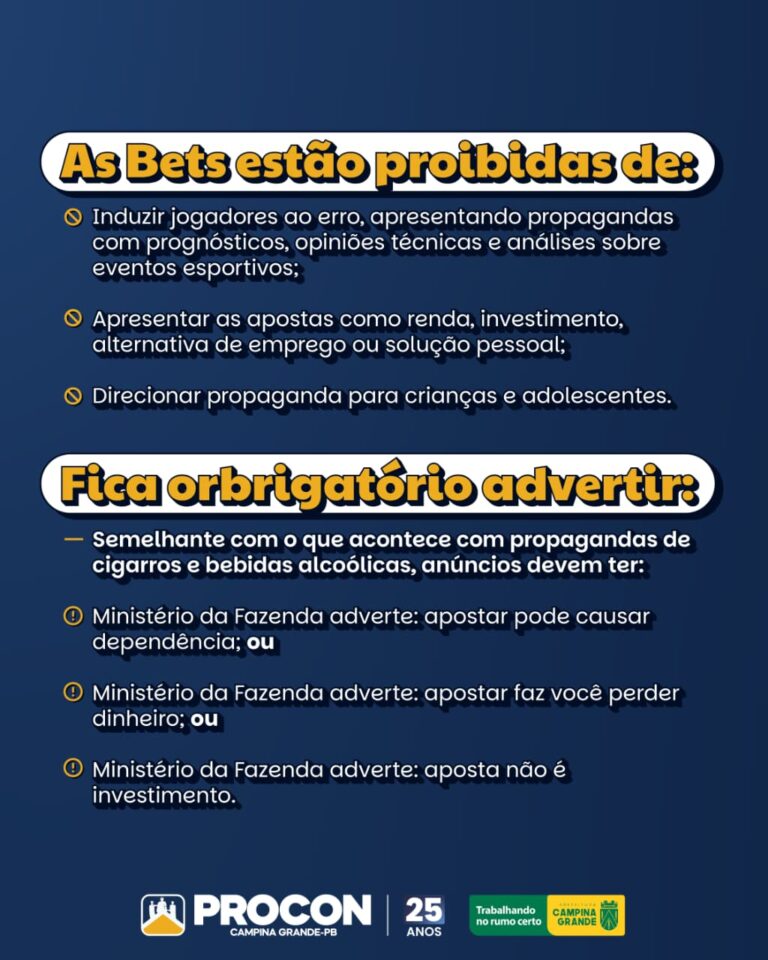 Procon de Campina Grande inicia fiscalização de publicidade de ‘bets’