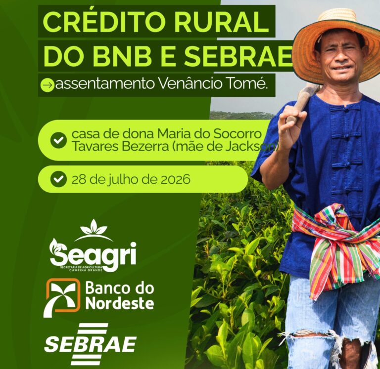 Prefeitura de Campina Grande promove nesta terça-feira palestra sobre crédito rural